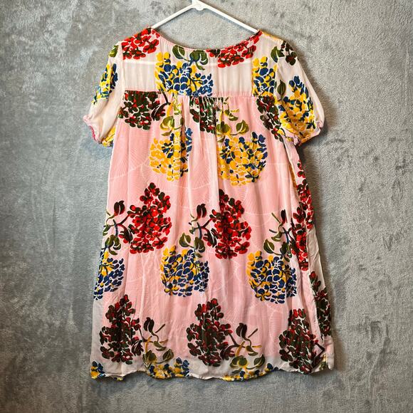 Anthropologie Maeve Flower Market Swing Dress Size Medium Silk Blend Red - Picture 5 of 7